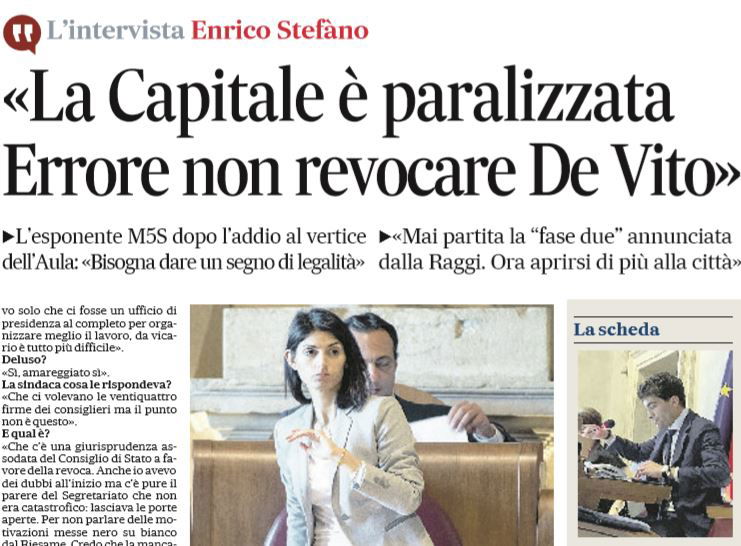 Enrico Stefàno spiega all’odiato (dai grillini) Messaggero le sue dimissioni article-post