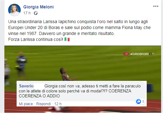 Il fail di Giorgia Meloni per i complimenti a Larissa Iapichino article-post