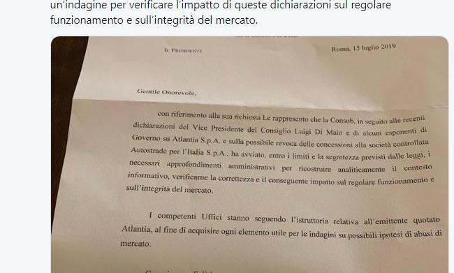 indagine consob di maio atlantia