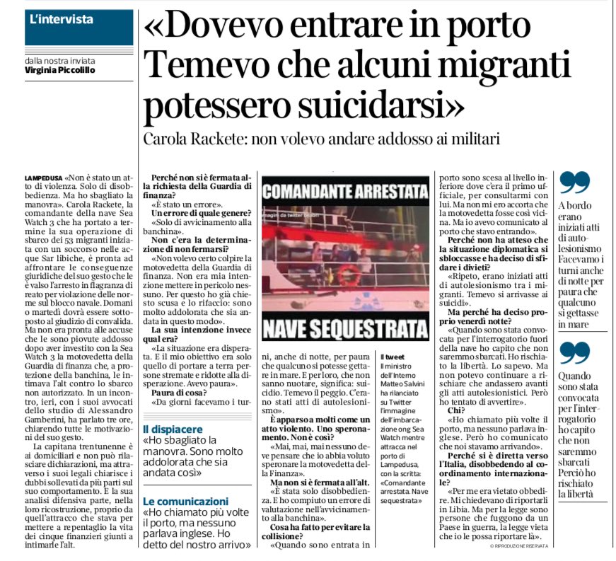 L’intervista inventata del Corriere a Carola Rackete article-post