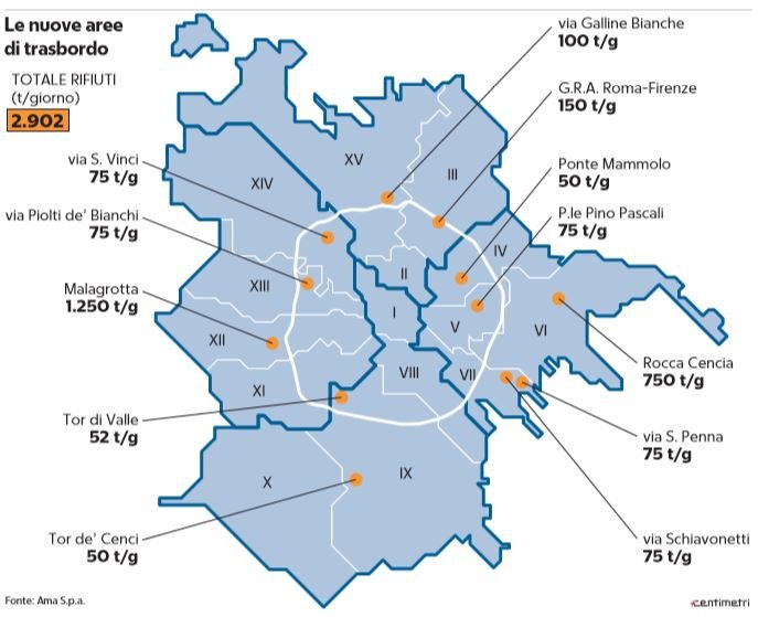mappa aree rifiuti roma