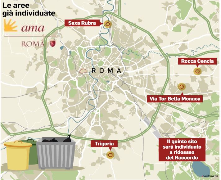 mappa impianti emergenza rifiuti roma