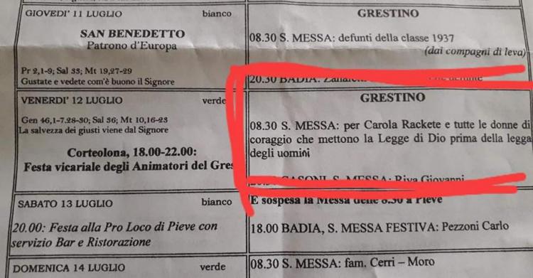 messa per carola leghista