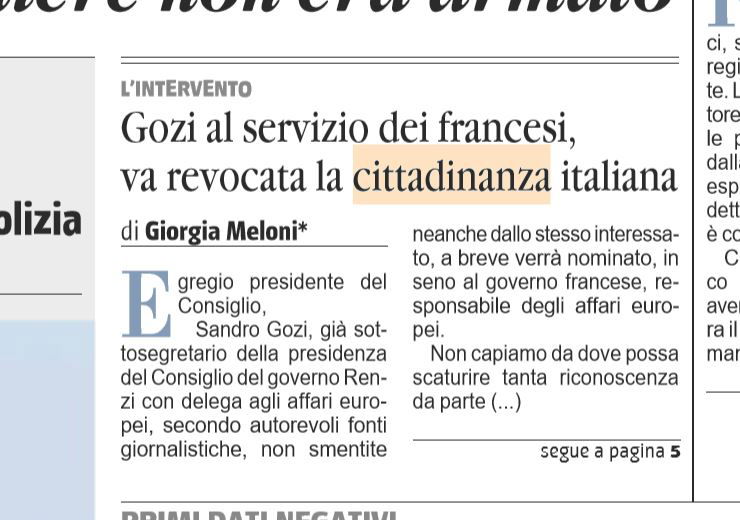 Perché il governo non può revocare la cittadinanza a Sandro Gozi (se prima non…) article-post
