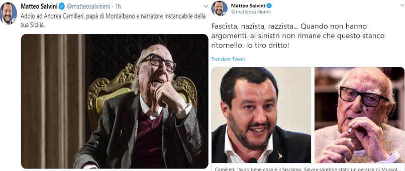 Salvini si è ricordato troppo tardi che Camilleri era un grande italiano article-post