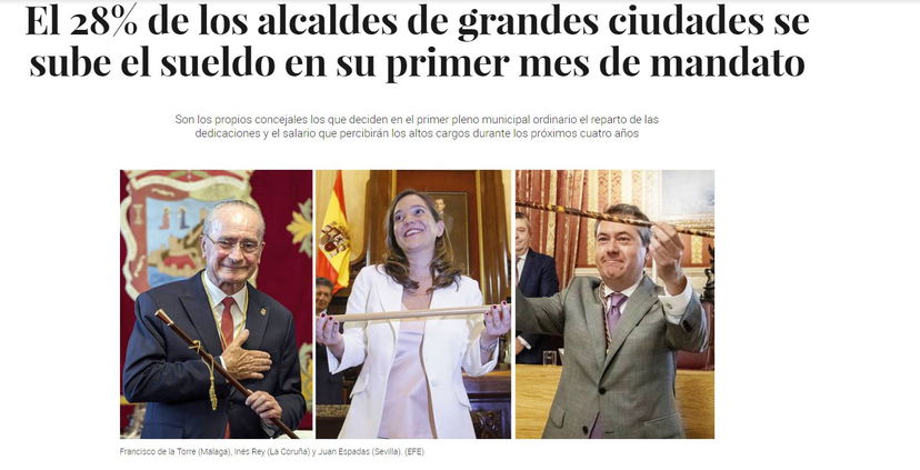 Fare il sindaco? Ma quale “pesos”. Quasi il 30 percento dei neo eletti in Spagna si è alzato lo stipendio nel primo mese article-post
