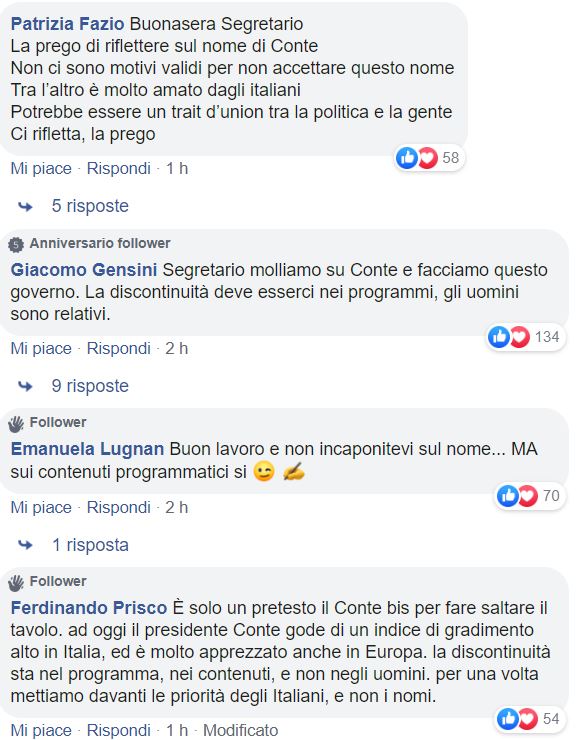 conte zingaretti pagina fb