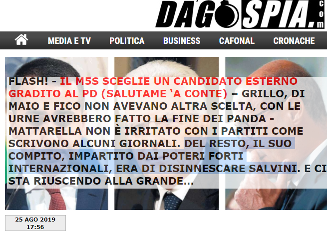 Dagospia e il complotto dei poteri forti internazionali che manovrano Mattarella (contro Salvini) article-post