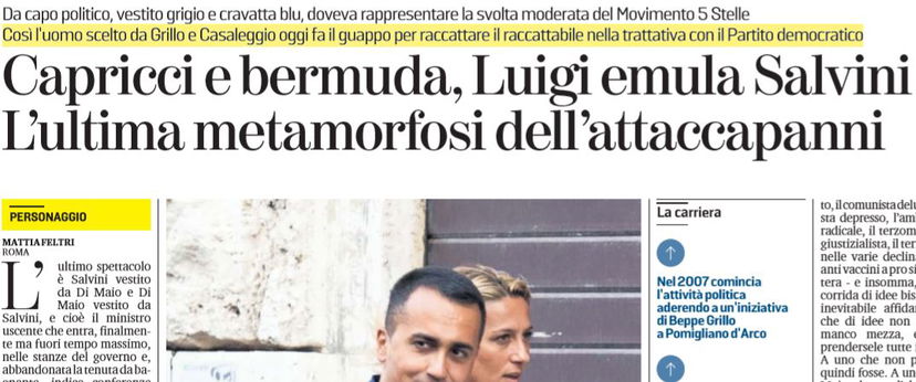 Luigi Di Maio, la metamorfosi dell’attaccapanni article-post