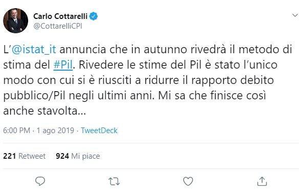 istat cambia pil governo