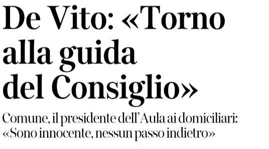 Marcello De Vito: «Torno alla guida del Consiglio comunale» article-post