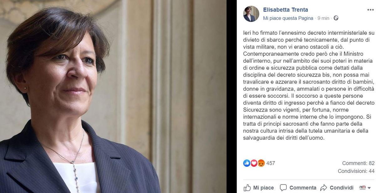 La ministra Trenta firma decreti contro i bambini ma non è d’accordo con sé stessa article-post
