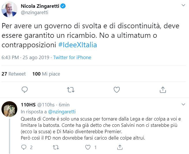 Zingaretti: no al Conte Bis, per ora è stallo article-post