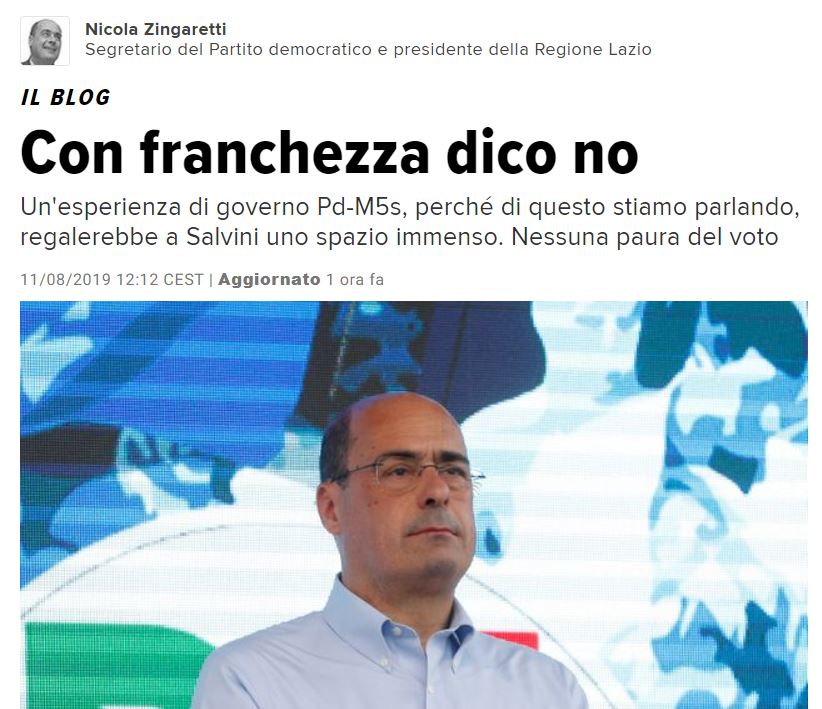 Zingaretti dice #senzadime article-post