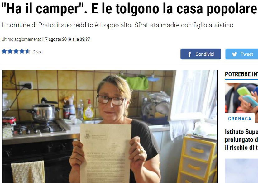 Rossana Stella: la mamma di un ragazzo autistico sfrattata dalla casa popolare perché ha un camper article-post