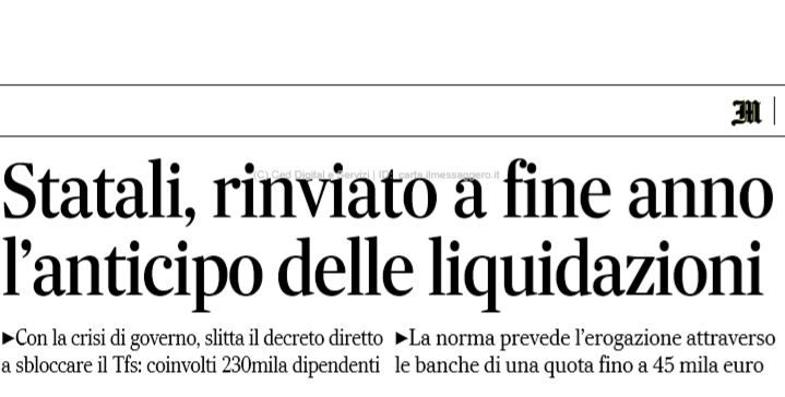 Statali TFS, l’anticipo delle liquidazioni rinviato a fine anno article-post