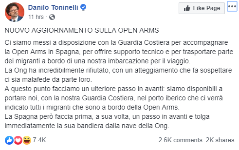toninelli open arms spagna - 1