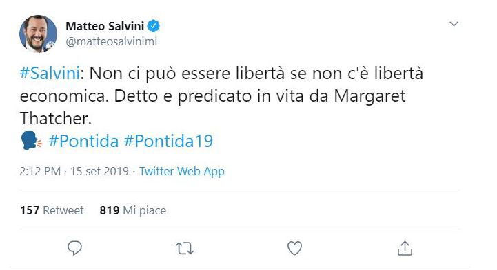 Salvini e l’elogio di Margaret Thatcher article-post