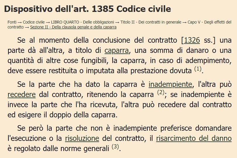 articolo 1385 codice civile