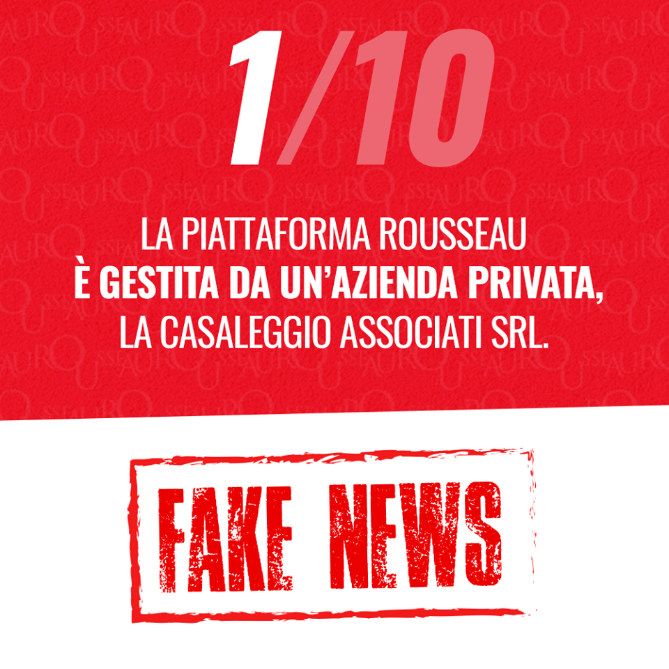 associazione rousseau casaleggio fake news