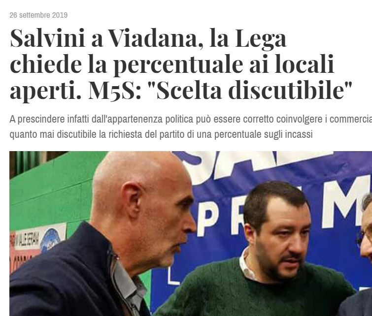 La storia della Lega di Viadana che chiede la percentuale ai commercianti per il comizio di Salvini article-post