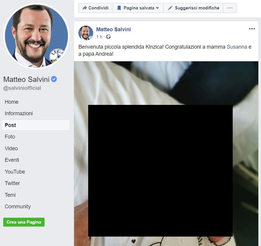 Matteo Salvini, Kinzica e il no ai bambini in politica article-post