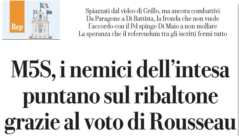 Governo M5S-PD, il ribaltone probabile con il voto su Rousseau article-post