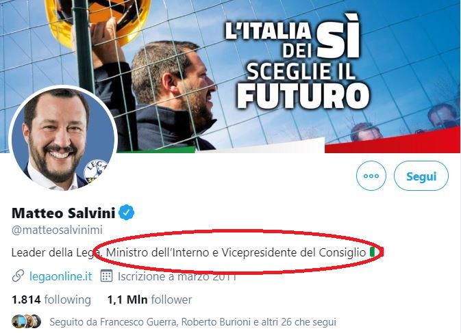 Salvini, ma quando cambi la bio su Twitter visto che non sei più ministro? article-post