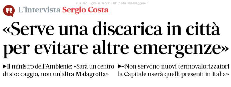 Sergio Costa e la discarica che serve a Roma (ma il ministro smentisce) article-post