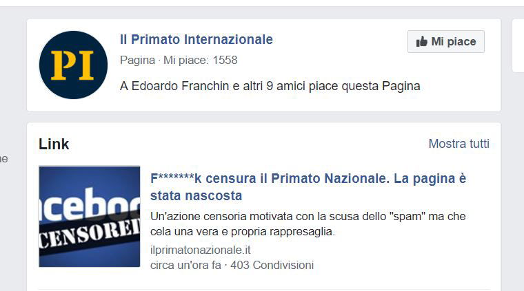 Casapound: Facebook blocca la pagina del Primato Nazionale article-post