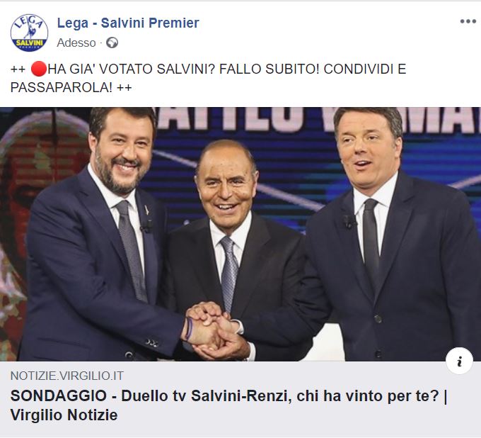 La poracciata della Lega che cerca di influenzare un sondaggio online su chi ha vinto tra Renzi e Salvini article-post