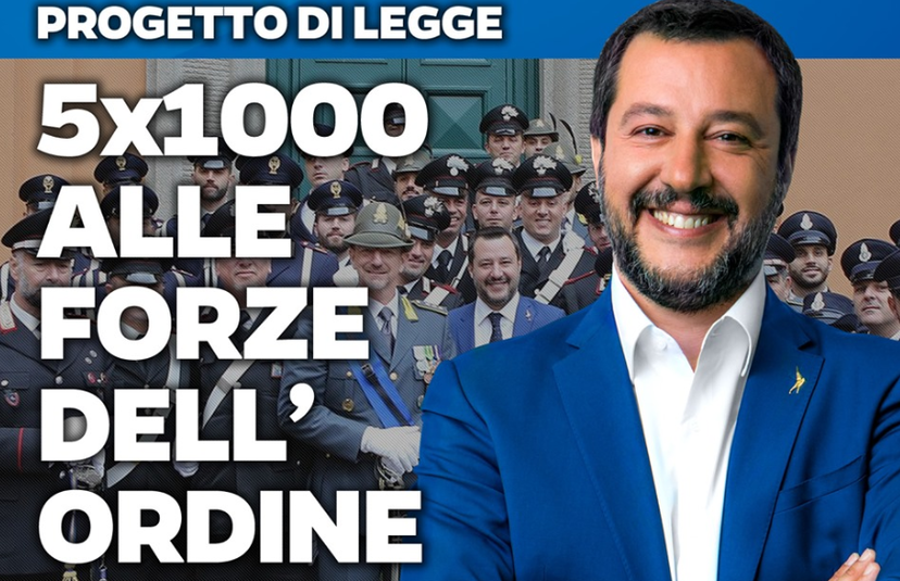 Salvini è fatto così: prima non paga gli straordinari ai poliziotti e poi propone il 5×1000 alla Polizia article-post