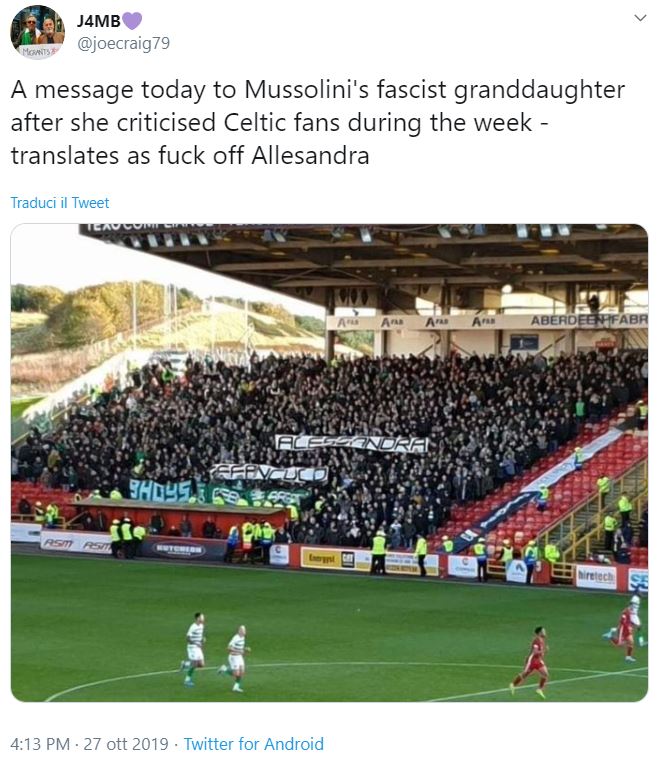 tifosi celtic glasgow alessandra mussolini