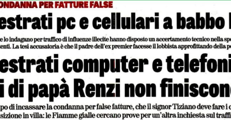 tiziano renzi sequestrati pc cellulari