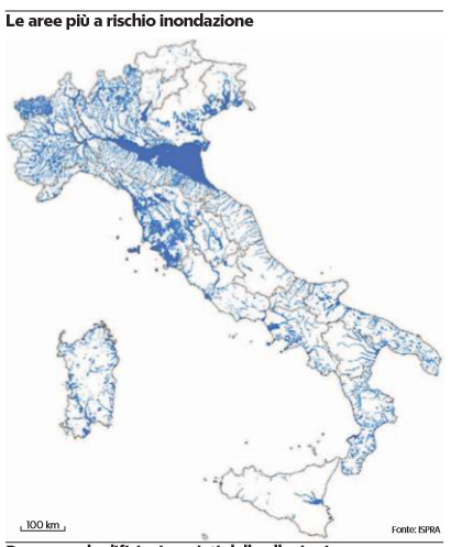 aree rischio inondazione italia