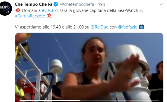 carola rackete che tempo che fa matteo salvini