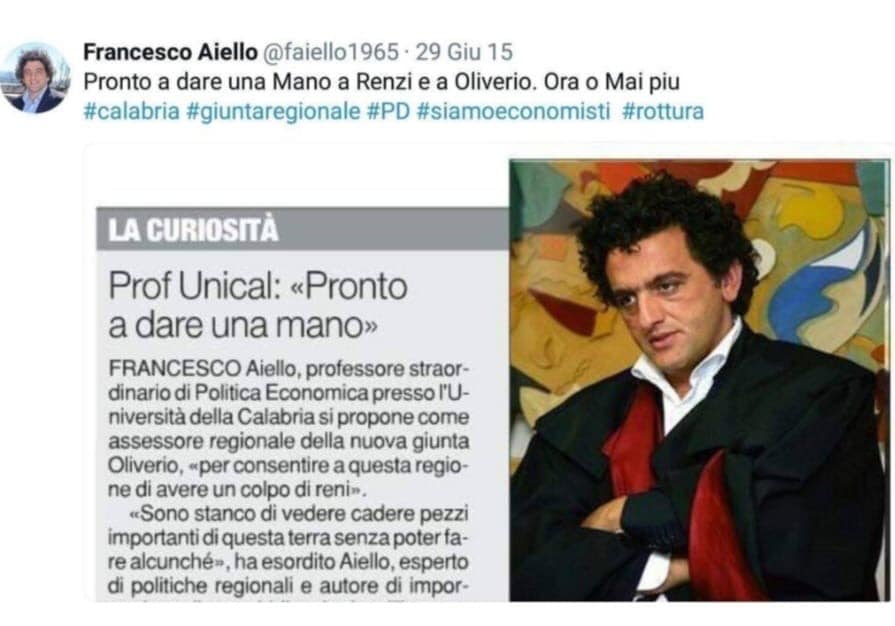 Francesco Aiello: quando il candidato M5S in Calabria voleva “dare una mano” a Renzi e Oliverio article-post