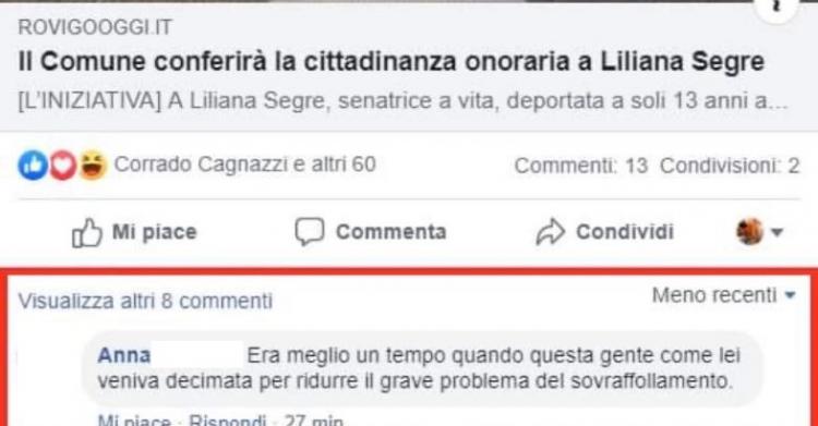 liliana segre insulti antisemiti