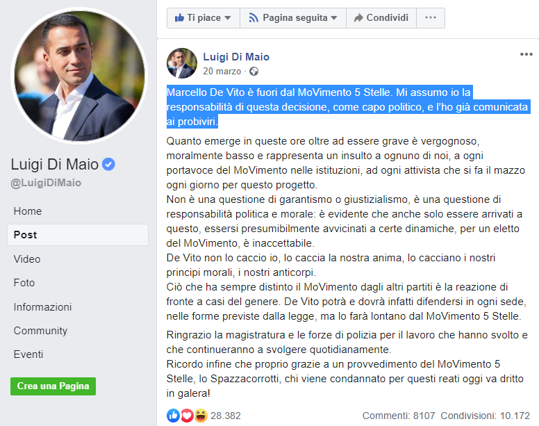 Marcello De Vito in Assemblea Capitolina dimostra quanto vale la parola di Di Maio (spoiler: niente) article-post
