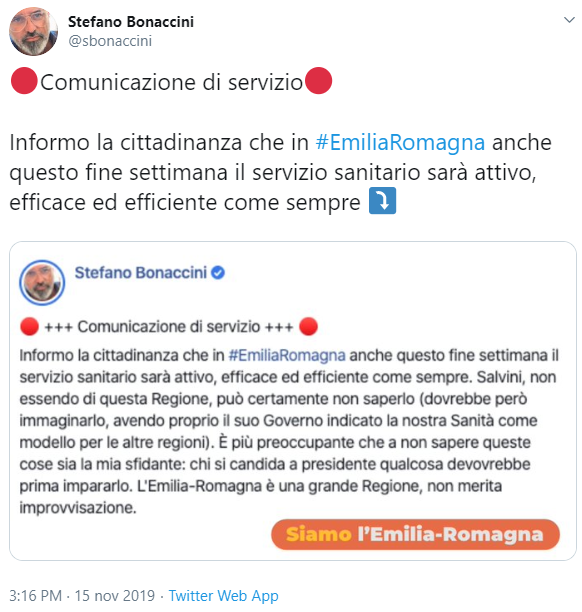 Bonaccini sfotte Salvini e Borgonzoni sugli ospedali chiusi in Emilia Romagna article-post