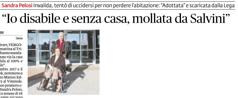 Sandra Pelosi: la disabile senza casa adottata e poi mollata da Salvini article-post