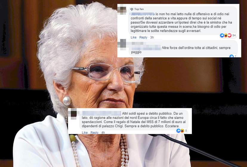 Quelli che insultano Liliana Segre perchè “la scorta è un piano per attaccare la destra” article-post