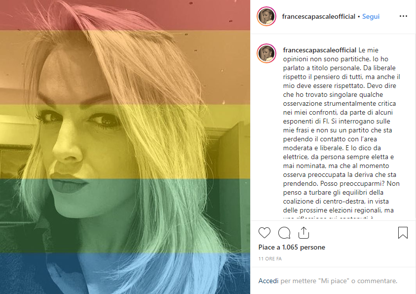 La risposta di Francesca Pascale sulle Sardine a Roma article-post
