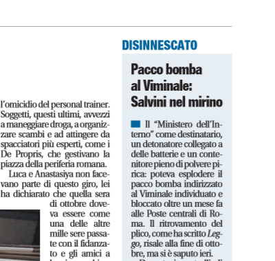 E per Libero il pacco bomba inviato a Lamorgese diventa contro Salvini article-post