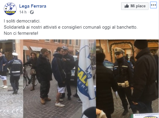 La Lega denuncia un’aggressione al suo gazebo a Ferrara article-post
