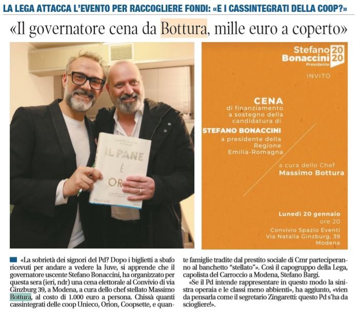 Bonaccini e la strana storia della cena da mille euro da Bottura a Modena article-post
