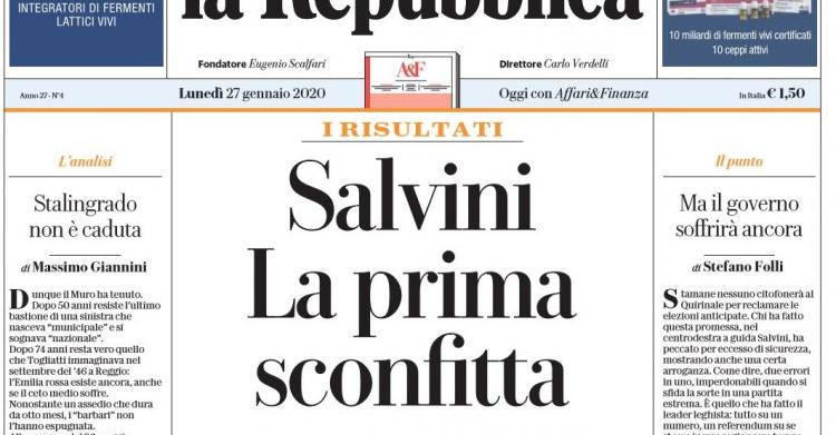 emilia romagna prima sconfitta salvini