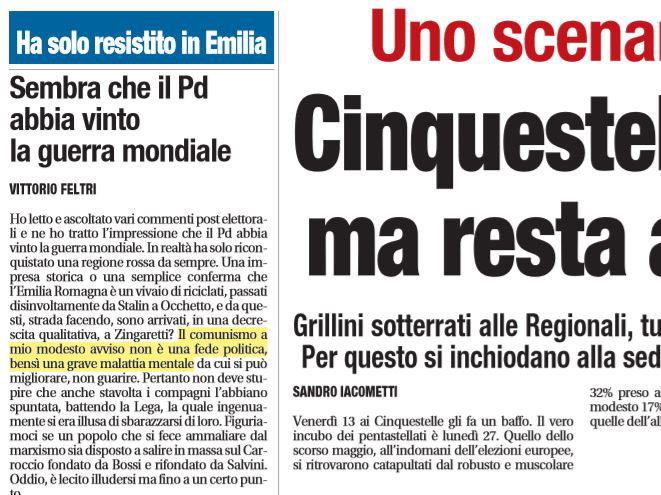 Prenderla Bene part 2: Vittorio Feltri, l’Emilia-Romagna e la malattia mentale del comunismo article-post