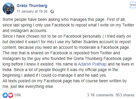 greta thunberg facebook - 1