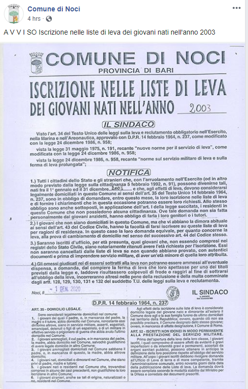 iscrizione liste leva 2003 2020 - 1